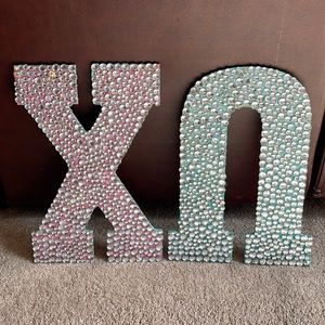 Large wood Chi Omega Rhinestone Greek Letters - Sparkle - Sorority letters-Bling